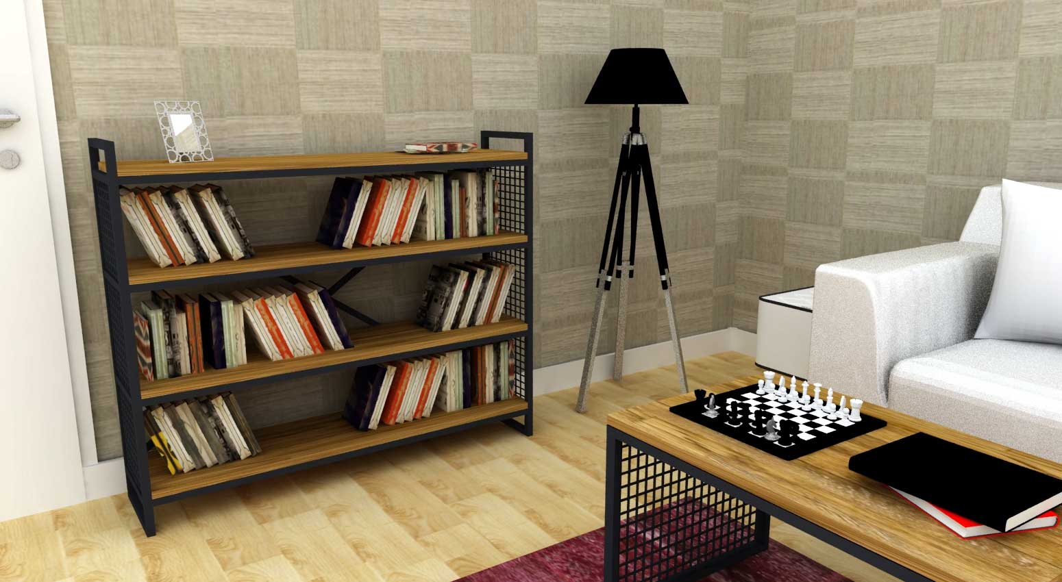 Ozy Dark Oak Kitaplık